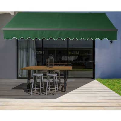 ALEKO Motorized 20'x10' Black Frame Retractable Home Patio Canopy Awning Green