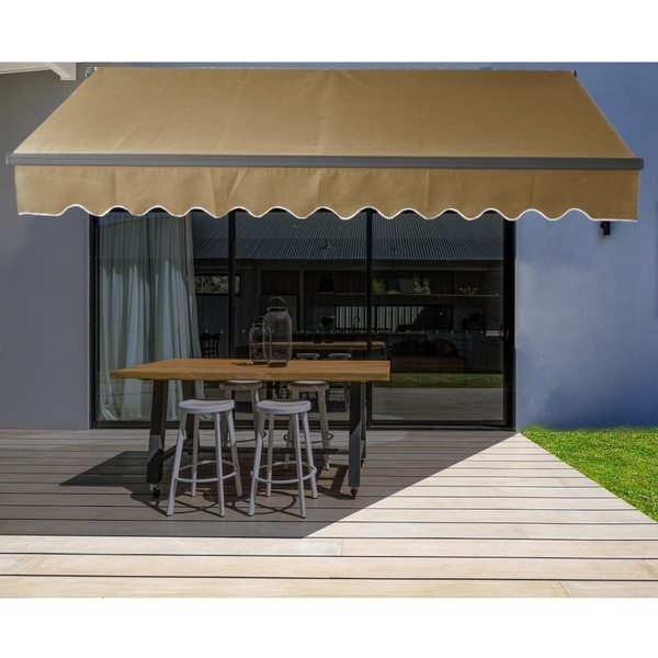 ALEKO Motorized 20'x10' Black Frame Retractable Home Patio Canopy Awning Sand. Opens flyout.