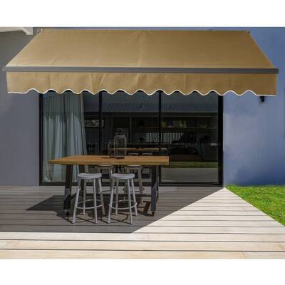 ALEKO Black Frame 10 x 8 ft Retractable Home Patio Canopy Awning Sand
