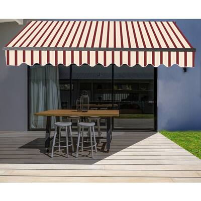 ALEKO Motorized 20'x10' Black Frame Retractable Home Patio Canopy Awning Multi Red