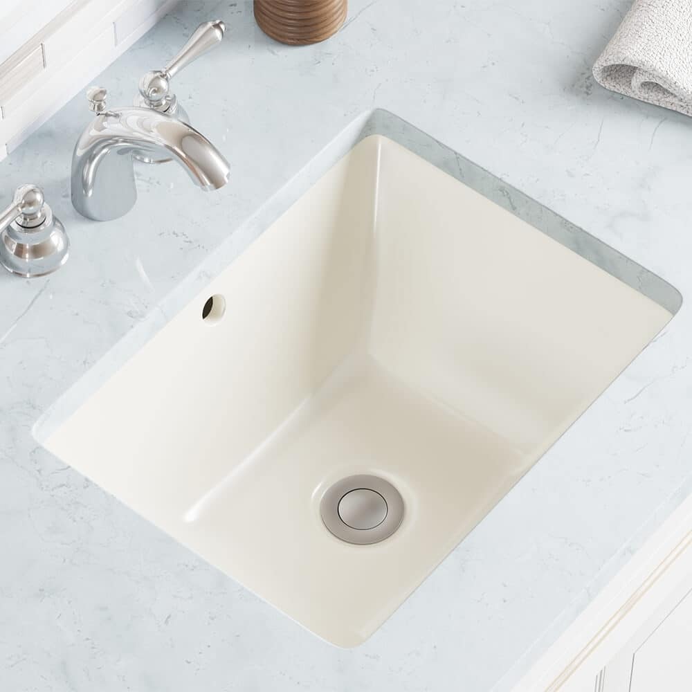 Bisque Undermount Porcelain Bathroom Sink - Overstock - 29845705