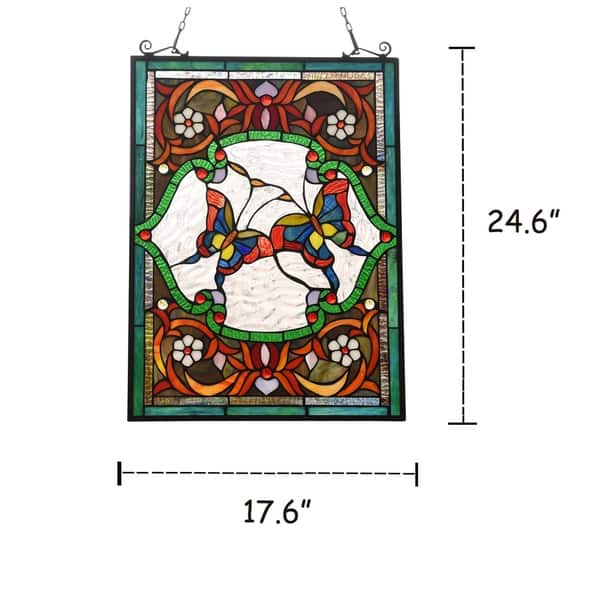 Gracewood Hollow Yavoucko Butterfly Stained Glass Window Panel