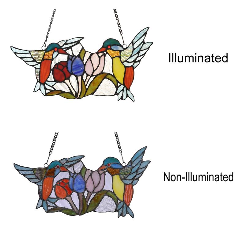Gracewood Hollow Deffalah 75-piece Stained Glass Birds/Flowers Window Suncatcher