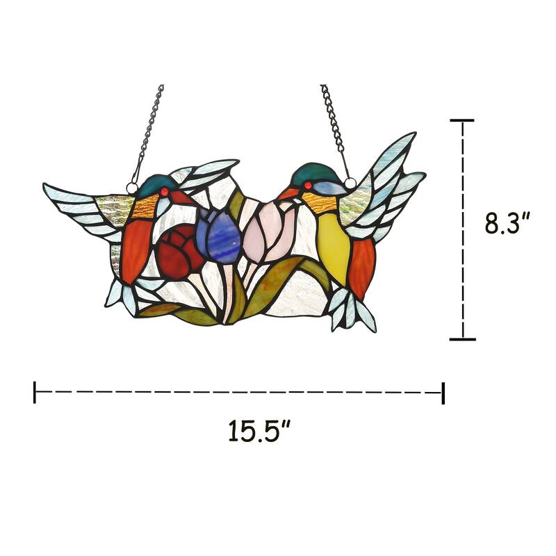 Gracewood Hollow Deffalah 75-piece Stained Glass Birds/Flowers Window Suncatcher