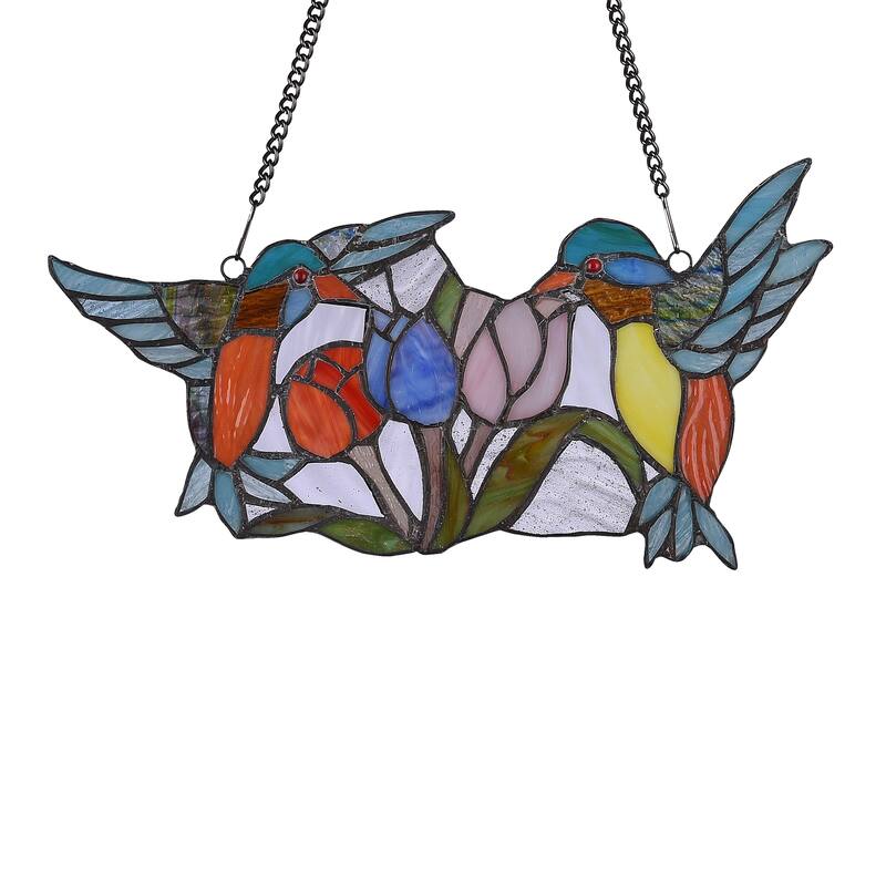 Gracewood Hollow Deffalah 75-piece Stained Glass Birds/Flowers Window Suncatcher