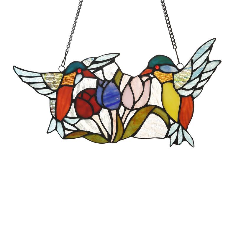 Gracewood Hollow Deffalah 75-piece Stained Glass Birds/Flowers Window Suncatcher