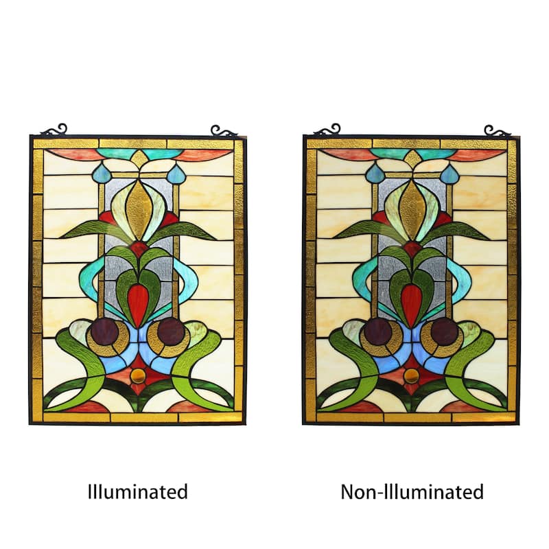 Gracewood Hollow Nzuji Floral Stained Glass Window Panel Suncatcher