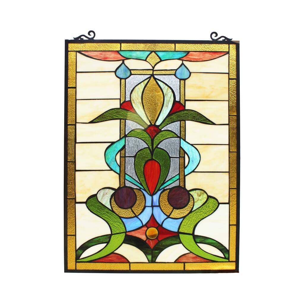 Gracewood Hollow Nzuji Floral Stained Glass Window Panel Suncatcher