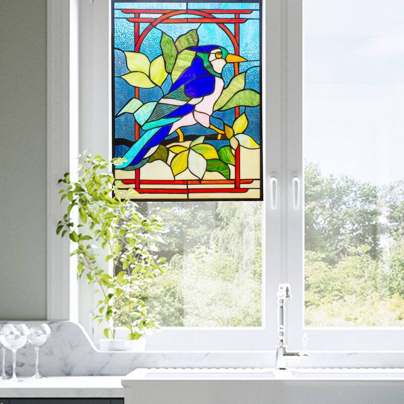 Gracewood Hollow Kayembe Tropical Bird Stained Glass Window Panel Suncatcher