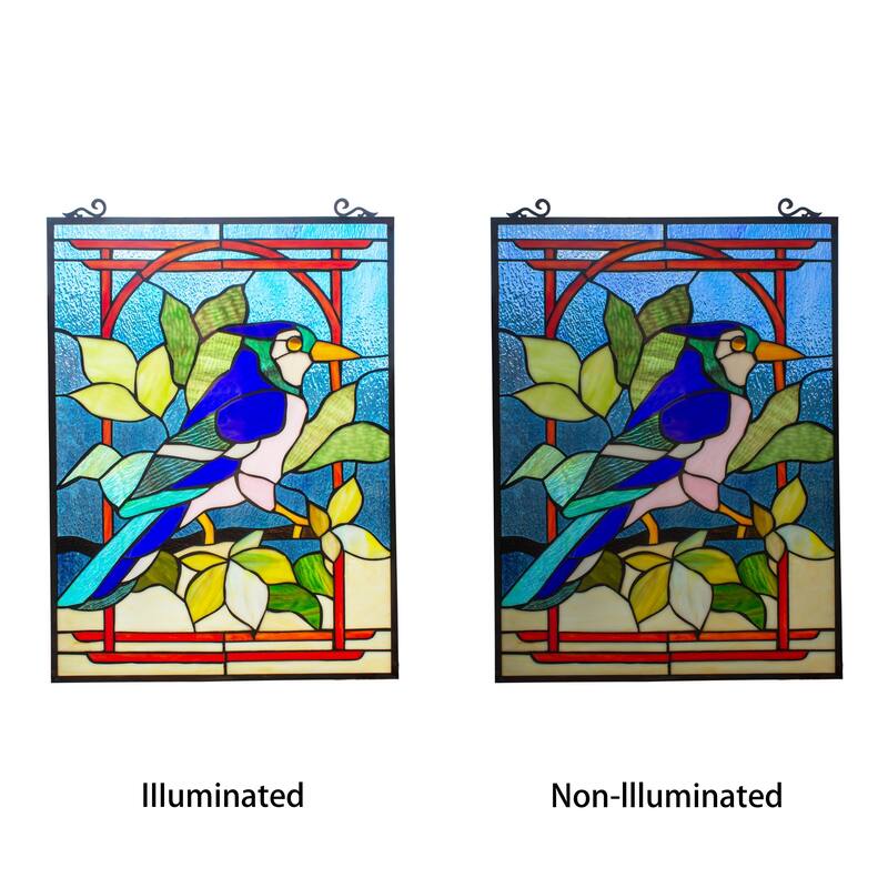 Gracewood Hollow Kayembe Tropical Bird Stained Glass Window Panel Suncatcher