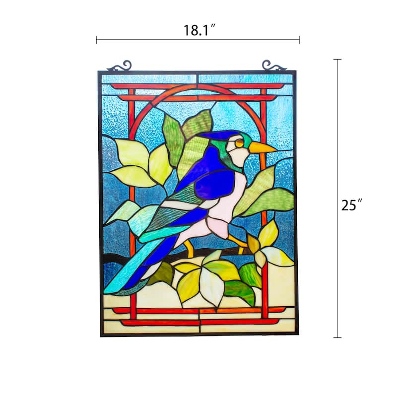 Gracewood Hollow Kayembe Tropical Bird Stained Glass Window Panel Suncatcher