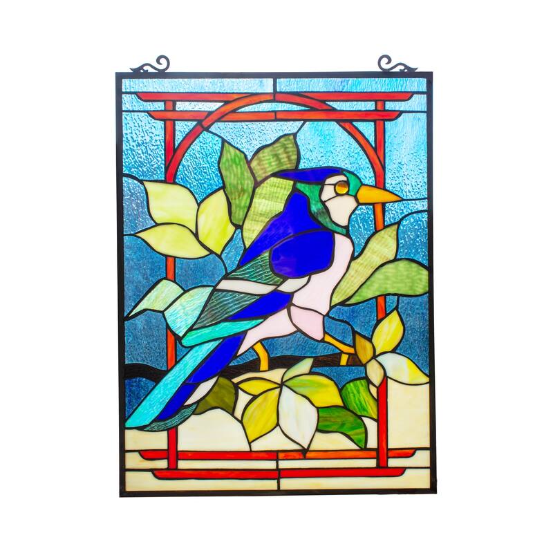 Gracewood Hollow Kayembe Tropical Bird Stained Glass Window Panel Suncatcher