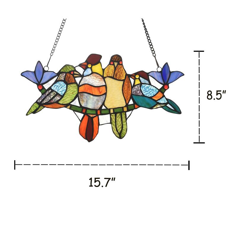 Gracewood Hollow Deffalah 78-piece Stained Glass Birds Window Suncatcher