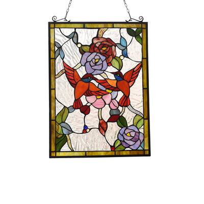 Gracewood Hollow Bambote Floral Stained Glass Window Panel Suncatcher