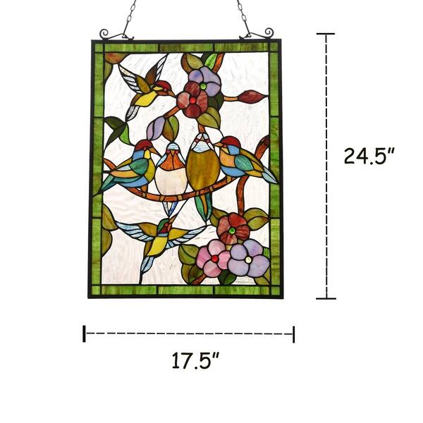 Gracewood Hollow Djehoya Floral Stained Glass Window Panel Suncatcher Overstock