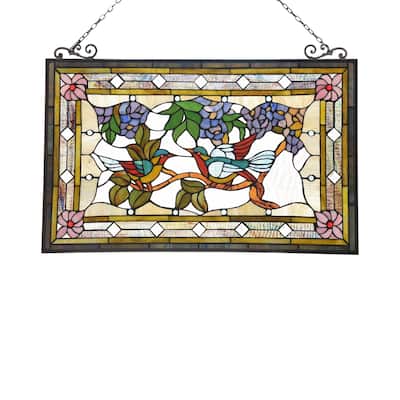 Gracewood Hollow Lamko Floral Stained Glass Window Panel Suncatcher