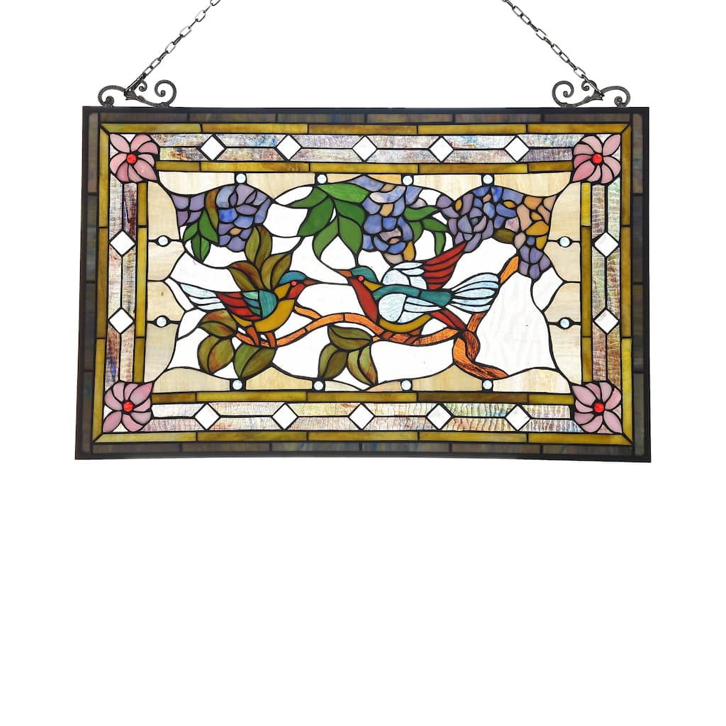 Gracewood Hollow Lamko Floral Stained Glass Window Panel Suncatcher