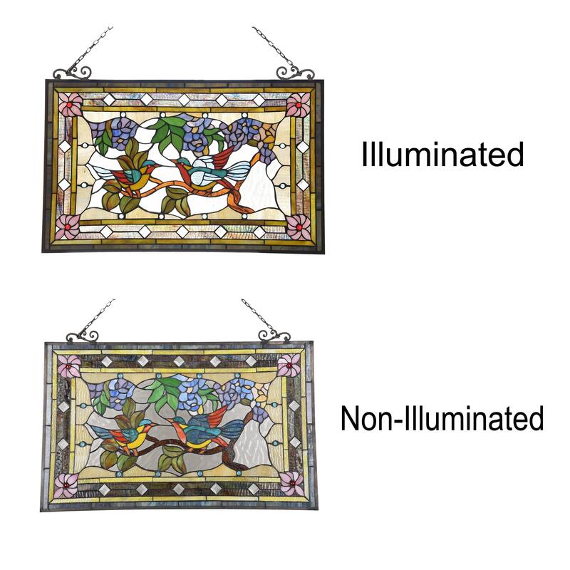 Gracewood Hollow Lamko Floral Stained Glass Window Panel Suncatcher