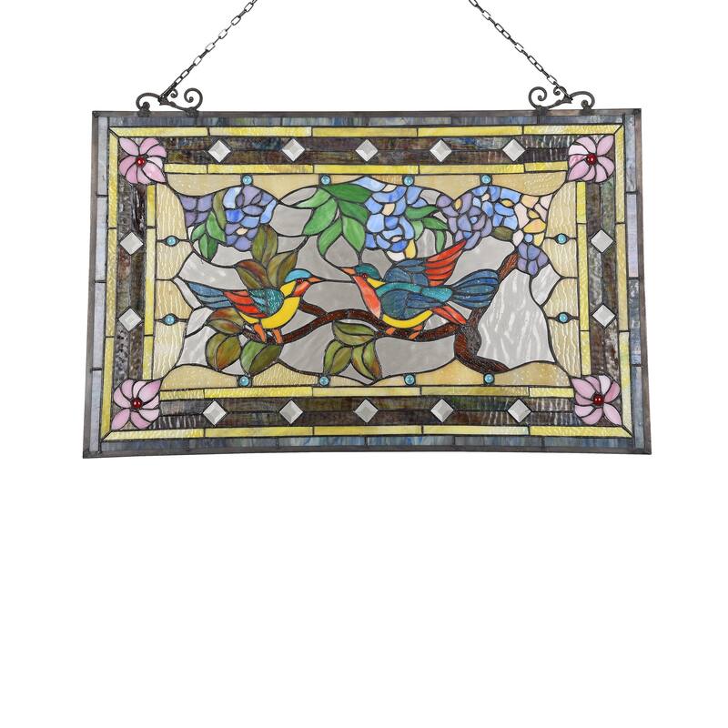 Gracewood Hollow Lamko Floral Stained Glass Window Panel Suncatcher