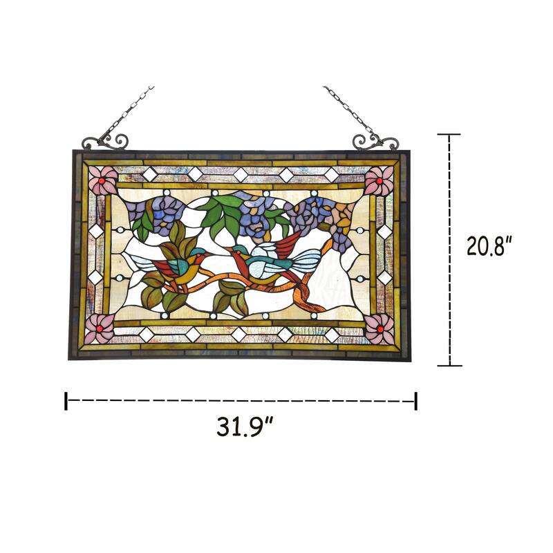Gracewood Hollow Lamko Floral Stained Glass Window Panel Suncatcher