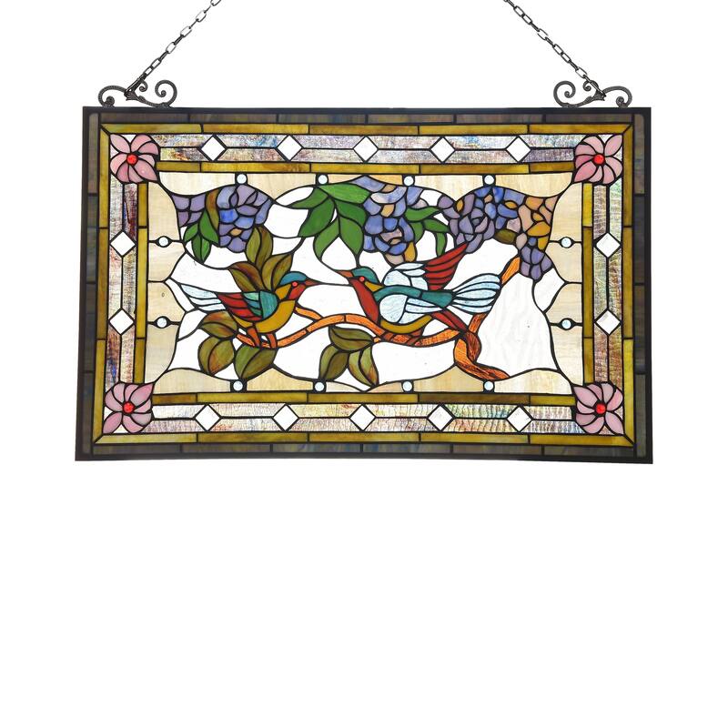 Gracewood Hollow Lamko Floral Stained Glass Window Panel Suncatcher