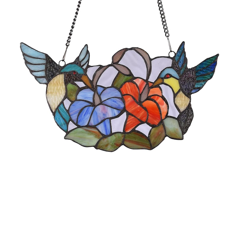 Gracewood Hollow Deffalah 72-piece Stained Glass Birds/Flowers Window Suncatcher