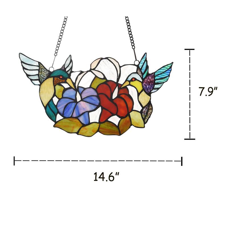 Gracewood Hollow Deffalah 72-piece Stained Glass Birds/Flowers Window Suncatcher