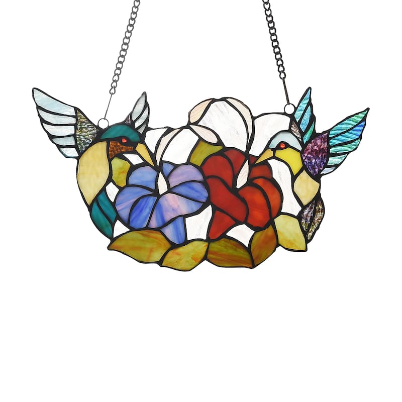 Gracewood Hollow Deffalah 72-piece Stained Glass Birds/Flowers Window Suncatcher