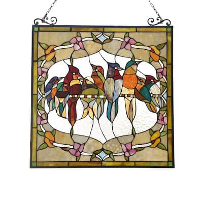 Gracewood Hollow Deffalah Stained Glass Bird/Flower Window Panel Suncatcher