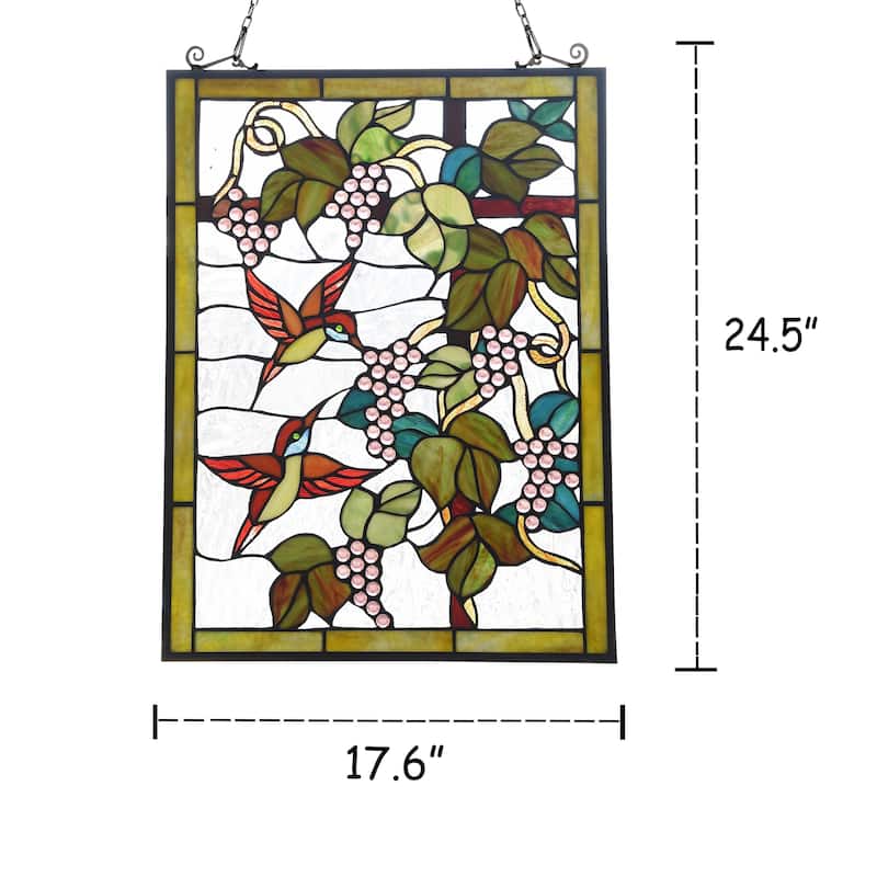 Gracewood Hollow Koundja Floral Stained Glass Window Panel Suncatcher