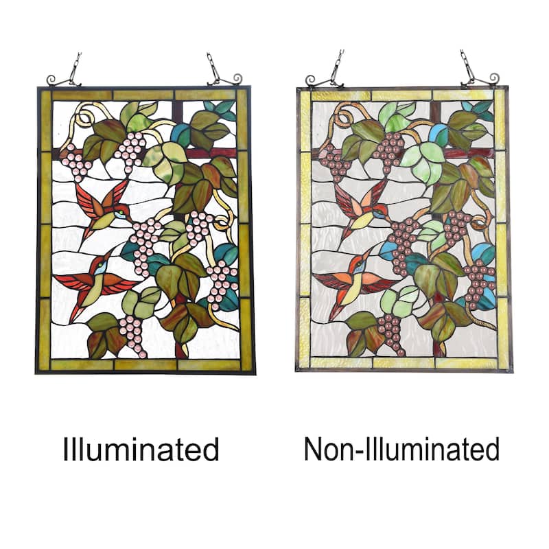 Gracewood Hollow Koundja Floral Stained Glass Window Panel Suncatcher