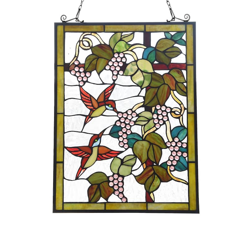 Gracewood Hollow Koundja Floral Stained Glass Window Panel Suncatcher