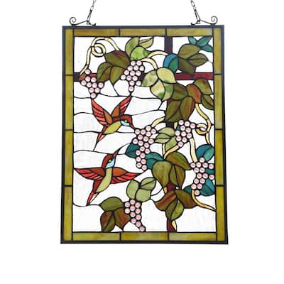 Gracewood Hollow Koundja Floral Stained Glass Window Panel Suncatcher