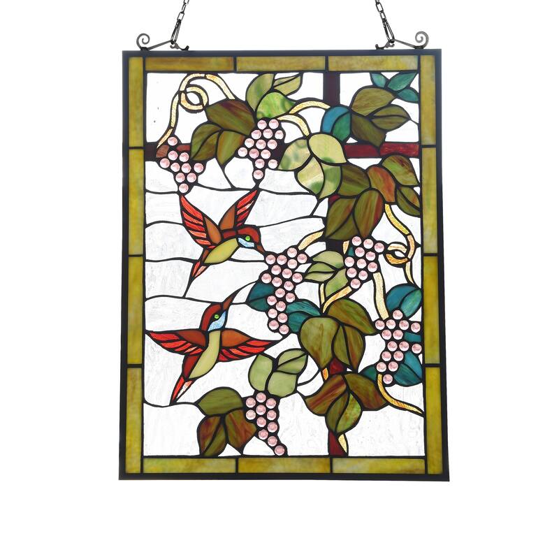 Gracewood Hollow Koundja Floral Stained Glass Window Panel Suncatcher