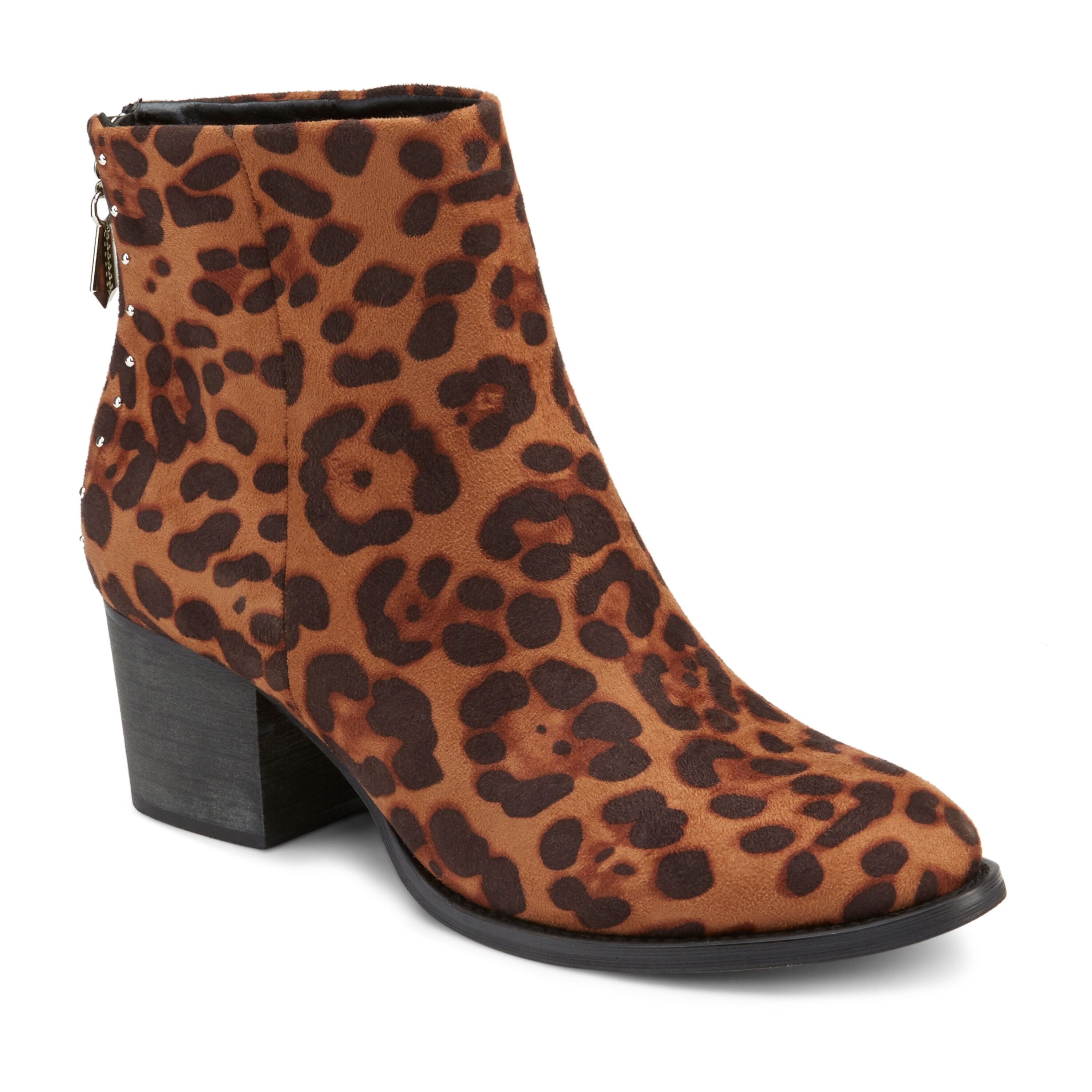 leopard chunky heel booties
