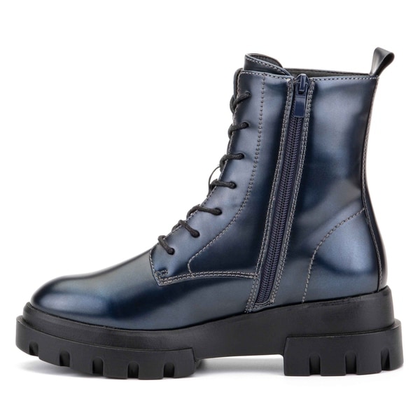 high gloss combat boots