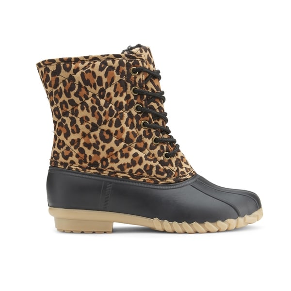 leopard duck boots