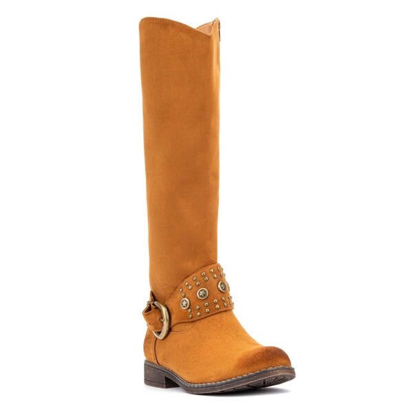 orange riding boots