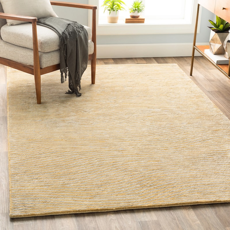 Bristow Handmade Modern Waves Viscose Area Rug - Butter - 12' x 15'