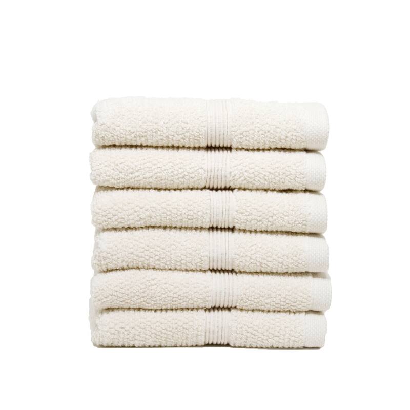 Porch & Den Meacham Turkish Cotton Washcloths Towel (Pack of 6) - Ecru