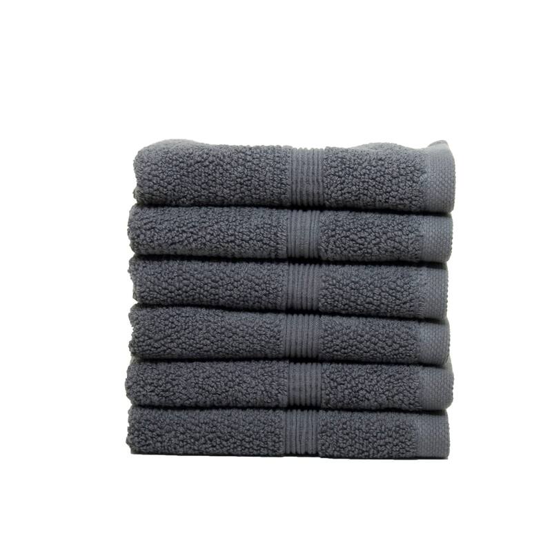 Porch & Den Meacham Turkish Cotton Washcloths Towel (Pack of 6) - Storm Grey