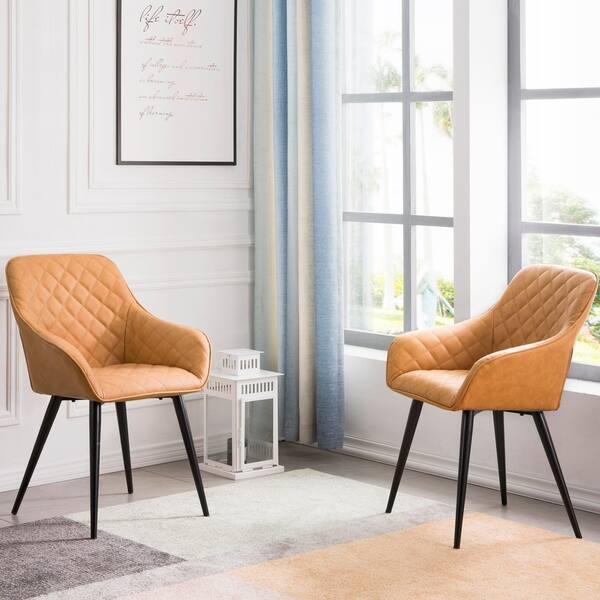 Ovios Dining Chairs Accent Chair Set Of 2 Leather Kitchen Chairs With Sturdy Metal Legs And Arm Overstock 29850586