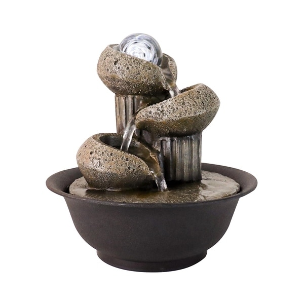 Shop Tabletop Fountain With Led Lights 3 Step Indoor Waterfall