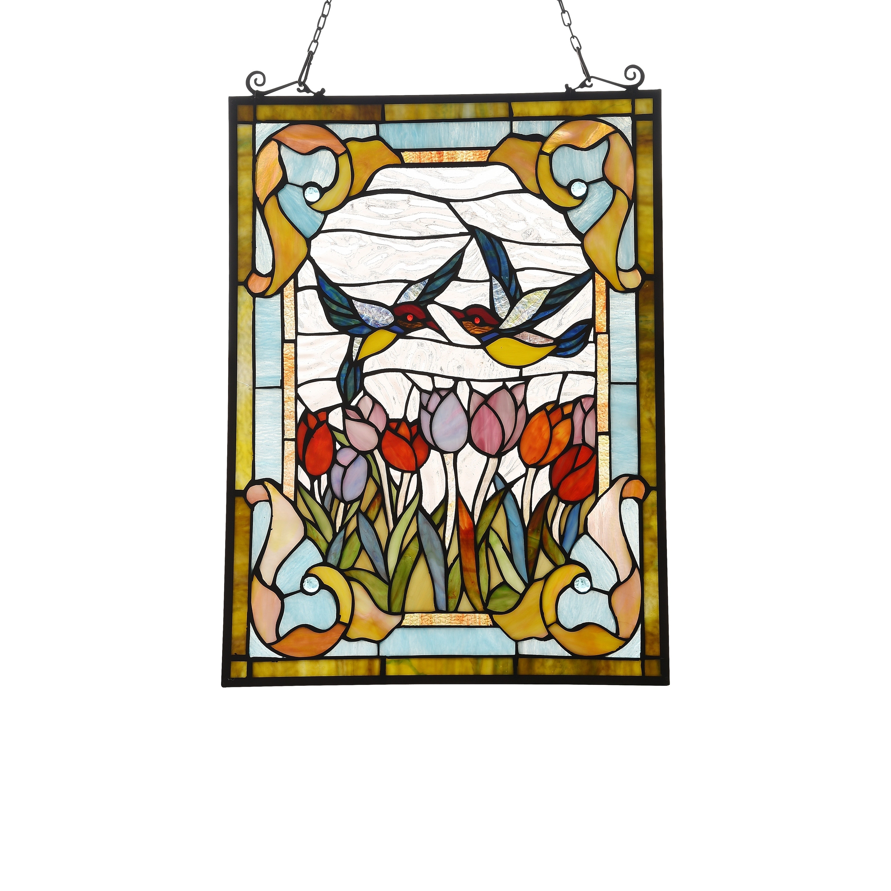 Gracewood Hollow Goyemide Floral Stained Glass Window Panel Suncatcher Overstock