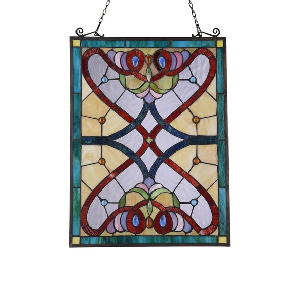Victorian Design Stained Glass Hanging Window Panel Home Decor Suncatcher 18" 