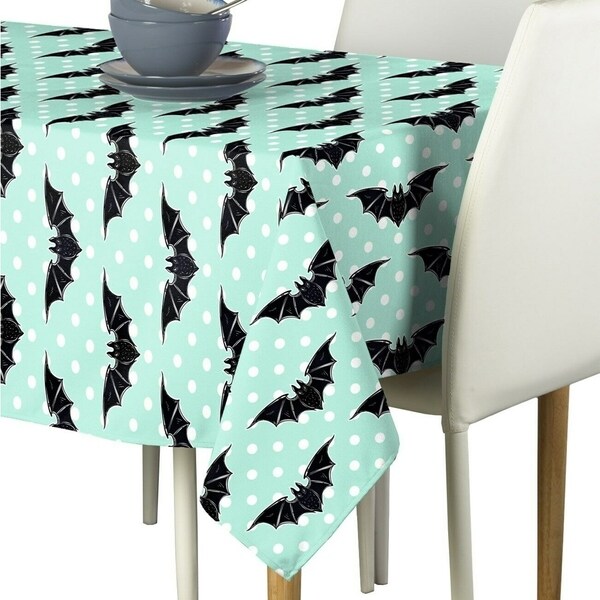 Polyester Halloween Bats & Dots Fabric Tablecloth 60" x 104"