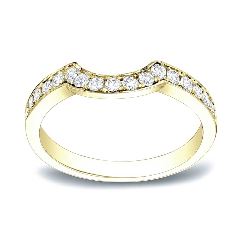 Auriya 1/3ctw Curved Diamond Wedding Band 14k Gold - Yellow - 5