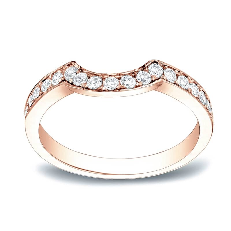 Auriya 1/3ctw Curved Diamond Wedding Band 14k Gold - Rose - 6.5