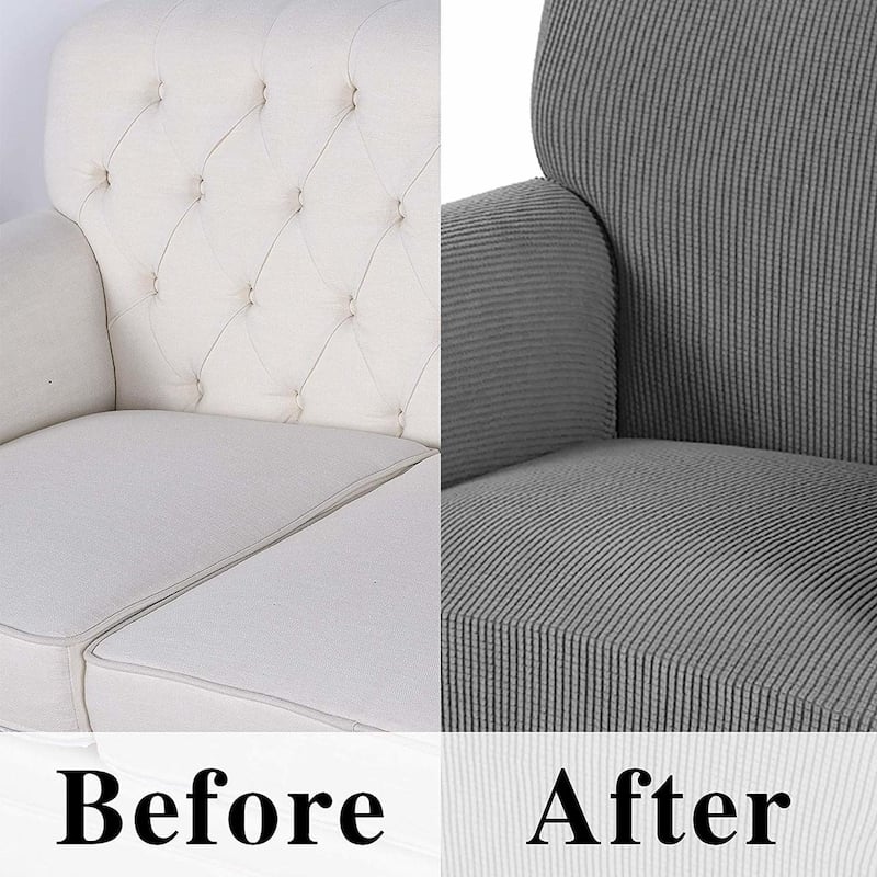 Enova Home High Stretch Loveseat Cover 1 Piece Couch Covers, Lounge Covers for 2 Cushion Couch - N/A