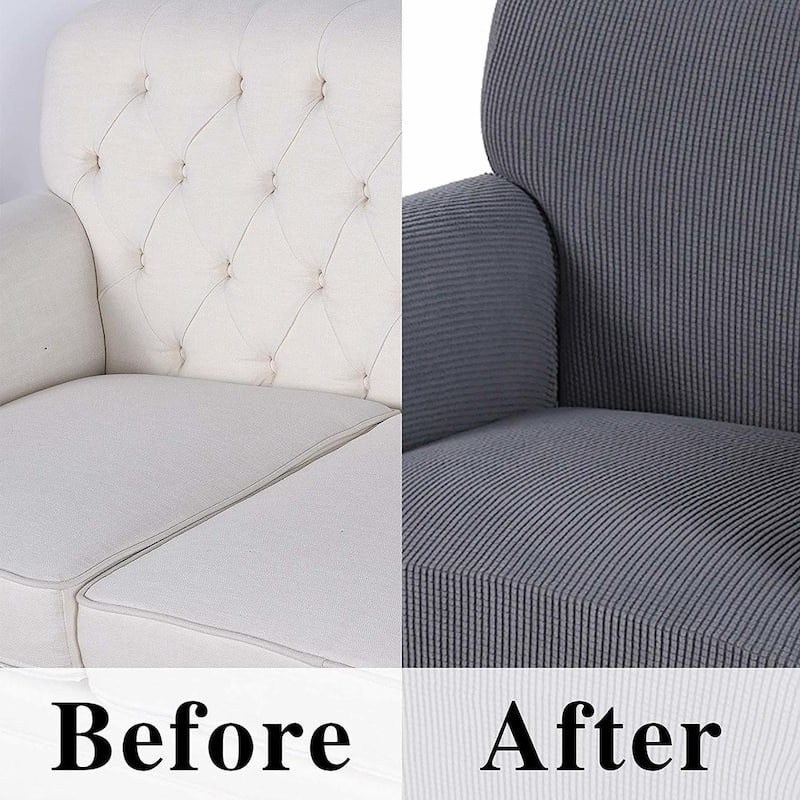Enova Home High Stretch Loveseat Cover 1 Piece Couch Covers, Lounge Covers for 2 Cushion Couch - N/A